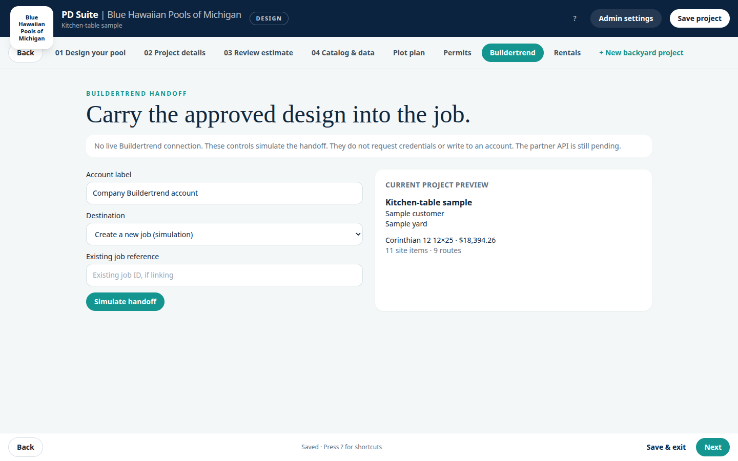 Buildertrend simulation